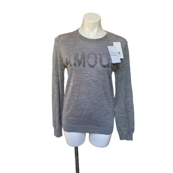 Zadig & Voltaire NEW Gaby Amour Embellished Merino Wool Sweater Medium